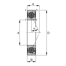 Шпиндельные подшипники HCB7003-E-2RSD-T-P4S, для регулируемых опор, для установки парами или комплектами, угол контакта  = 25°, с керамическими шариками, уплотнения с двух сторон, бесконтактные, суженные поля допусков