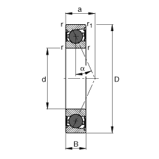 Шпиндельные подшипники HCB7208-E-2RSD-T-P4S, для регулируемых опор, для установки парами или комплектами, угол контакта  = 25°, с керамическими шариками, уплотнения с двух сторон, бесконтактные, суженные поля допусков