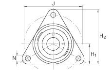 Подшипниковые узлы с корпусами PCFTR20, Фланцевые подшипниковые узлы с тремя отверстиями, корпусом из серого чугуна, с эксцентриковым закрепительным кольцом, P-уплотнениями