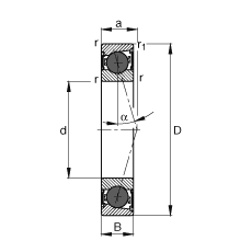 Шпиндельные подшипники HCB7003-C-2RSD-T-P4S, для регулируемых опор, для установки парами или комплектами, угол контакта  = 15°, с керамическими шариками, уплотнения с двух сторон, бесконтактные, суженные поля допусков