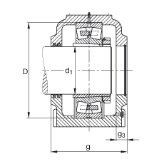 Стационарные корпуса SD538-N-FZ-AF-L + 22238K, разъемные, для двухрядных радиальных сферических роликоподшипников с коническим отверстием и закрепительной втулкой, с войлочными уплотнениями, под консистентную смазку