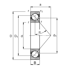  адиально-упорные шарикоподшипники 71810-B-TVH, Основные размеры по DIN 628-1, угол контакта  = 40°