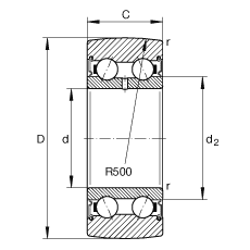 Направляющие ролики LR50/6-2RSR, двухрядный, уплотнения с обеих сторон
