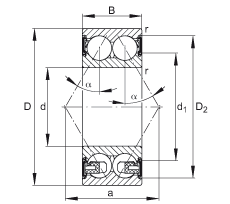  адиально-упорные шарикоподшипники 3202-BD-2HRS-TVH, Основные размеры по DIN 628-3, двухрядные, контактные уплотнения с двух сторон, угол контакта  = 30°