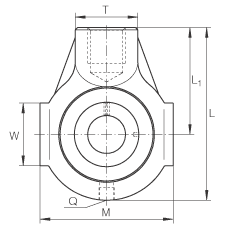 Подшипниковые узлы с корпусами-натяжителями PHEY40, корпус из серого чугуна, закрепляемый подшипник с резьбовыми штифтами на внутреннем кольце, P-уплотнения