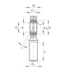 Шарнирные головки GAL20-DO, с наружной резьбой, обслуживаемые, по DIN ISO 12 240-4, левая резьба