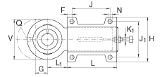 Подшипниковые узлы с корпусами-натяжителями PHUSE30, комбинированный стальной штампованный/чугунный корпус, подшипник с эксцентриковым закрепительным кольцом, P-уплотнениями