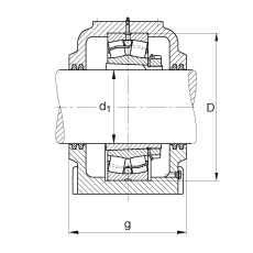 Стационарные корпуса SD536-N-FZ-BL-L + 22236K, разъемные, для двухрядных радиальных сферических роликоподшипников с коническим отверстием и закрепительной втулкой, с войлочными уплотнениями, под консистентную смазку