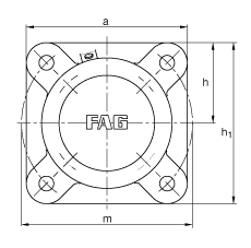 Фланцевые корпуса F516-A-L + 2216K, квадратные, для подшипников с коническим отверстием и закрепительной втулкой, с войлочным уплотнением, под консистентную смазку