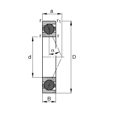 Шпиндельные подшипники HCB7003-E-T-P4S, для регулируемых опор, для установки парами или комплектами, угол контакта  = 25°, с керамическими шариками, суженные поля допусков