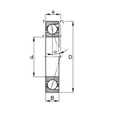 Шпиндельные подшипники B7003-C-T-P4S, для регулируемых опор, для установки парами или комплектами, угол контакта  = 15°, суженные поля допусков