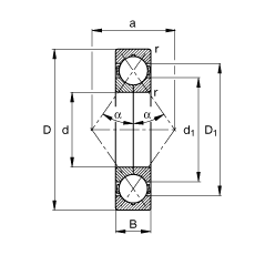 Шарикоподшипники радиально-упорные с четырехточечным контактом QJ206-MPA, Основные размеры по DIN 628-4, разъемные, с разъемным внутренним кольцом