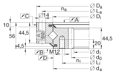 Подшипники с перекрестными роликами XSI140844-N, стандартная серия 14, с зубчатым венцом на внутреннем кольце, контактные уплотнения с двух сторон