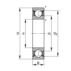 Шарикоподшипники радиальные 61802-2Z, Основные размеры по DIN 625-1, щелевые уплотнения с двух сторон