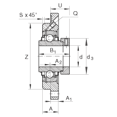Подшипниковые узлы с корпусами RMEO35, Фланцевые подшипниковые узлы с четырьмя отверстиями, корпусом из серого чугуна, центрирующим буртиком, эксцентриковым закрепительным кольцом, серия 63, R-уплотнения