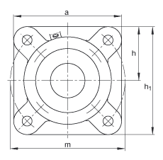 Фланцевые корпуса F516-B-L + 22216K, квадратные, для подшипников с коническим отверстием и закрепительной втулкой, с войлочным уплотнением, под консистентную смазку