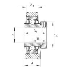 Стационарные подшипниковые узлы RASE20-FA164, корпус из серого чугуна, подшипник с эксцентриковым закрепительным кольцом, R-уплотнениями, для температур до +250 °C
