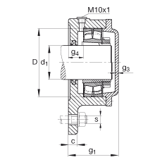 Фланцевые корпуса F505-WA-L + 22205K, треугольный, для подшипников с коническим отверстием и закрепительной втулкой, с войлочным уплотнением, под консистентную смазку