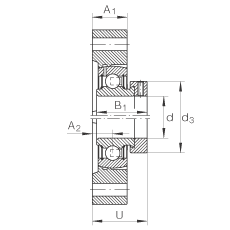 Подшипниковые узлы с корпусами GLCTE12, Фланцевые подшипниковые узлы с двумя отверстиями, корпусом из серого чугуна, эксцентриковым закрепительным кольцом, P-уплотнениями