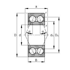  адиально-упорные шарикоподшипники 3304-BD, Основные размеры по DIN 628-3, двухрядные, угол контакта  = 30°