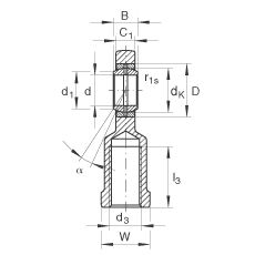 Шарнирные головки GIR6-DO, с внутренней резьбой, обслуживаемые, по DIN ISO 12240-4, правая резьба