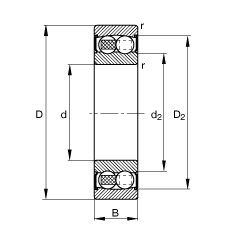  адиальные сферические шарикоподшипники 2306-2RS-TVH, Основные размеры по DIN 630, контактные уплотнения с двух сторон