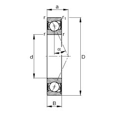 Шпиндельные подшипники B7004-E-2RSD-T-P4S, для регулируемых опор, для установки парами или комплектами, угол контакта  = 25°, уплотнения с двух сторон, бесконтактные, суженные поля допусков