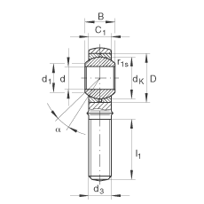 Шарнирные головки GAKL14-PB, с наружной резьбой, обслуживаемые, по DIN ISO 12 240-4, левая резьба