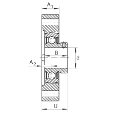 Подшипниковые узлы с корпусами FLCTEY30, Фланцевые подшипниковые узлы с двумя отверстиями, корпусом из серого чугуна, резьбовыми штифтами на внутреннем кольце, P-уплотнениями, без возможности повторного смазывания