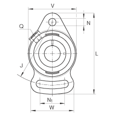 Подшипниковые узлы с корпусами-натяжителями PSFT20, корпус из серого чугуна, подшипник с эксцентриковым закрепительным кольцом, P-уплотнениями
