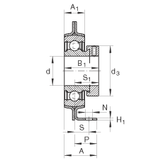 Стационарные подшипниковые узлы PBS25, штампованный стальной корпус, подшипник с эксцентриковым закрепительным кольцом, P-уплотнениями