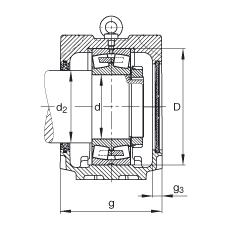 Стационарные корпуса SNV340-F-L + 22332 + FSV332, Основные размеры DIN 738/DIN 739, разъемные, для двухрядных радиальных сферических роликоподшипников с цилиндрическим отверстием, с войлочными уплотнениями, под консистентную смазку и масло