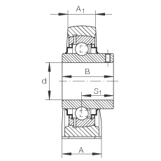 Стационарные подшипниковые узлы RSHEY15, корпус из серого чугуна, закрепляемый подшипник с резьбовыми штифтами на внутреннем кольце, R-уплотнениями