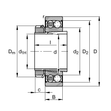  адиальные сферические шарикоподшипники 2208-K-2RS-TVH-C3 + H308, Основные размеры по DIN 630 и DIN 5415, с коническим отверстием и закрепительной втулкой, контактные уплотнения с двух сторон