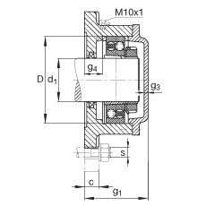 Фланцевые корпуса F515-A-L + 1215K, квадратные, для подшипников с коническим отверстием и закрепительной втулкой, с войлочным уплотнением, под консистентную смазку