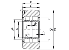 Опорные ролики NNTR110X260X115-2ZL, роликовые без сепаратора, с осевым центрированием, со средним бортиком, с двух сторон защитные шайбы с пластинчатым кольцом