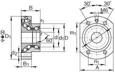 Узлы с радиально-упорными шарикоподшипниками DKLFA2080-2RS, двустороннего действия, с фланцем, контактные уплотнения с двух сторон, с усеченным фланцем