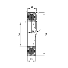 Шпиндельные подшипники HCB7004-C-T-P4S, для регулируемых опор, для установки парами или комплектами, угол контакта  = 15°, с керамическими шариками, суженные поля допусков