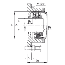 Фланцевые корпуса F516-A-L + 2216K, квадратные, для подшипников с коническим отверстием и закрепительной втулкой, с войлочным уплотнением, под консистентную смазку