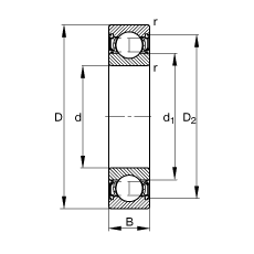 Шарикоподшипники радиальные 61803-2RSR, Основные размеры по DIN 625-1, контактные уплотнения с двух сторон