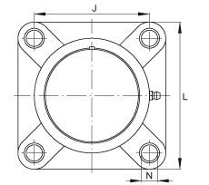 Подшипниковые узлы с корпусами PCJ40-TV-FA125.5, Фланцевые подшипниковые узлы с четырьмя отверстиями, пластмассовым корпусом, подшипником с эксцентриковым закрепительным кольцом, с покрытием Corrotect®, P-уплотнениями