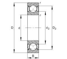 Шарикоподшипники радиальные 6001-C-2Z, измененная внутренняя конструкция (поколение С), основные размеры по DIN 625-1, щелевые уплотнения с двух сторон
