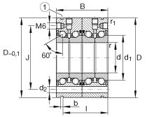 Упорно-радиальные шарикоподшипники ZKLF40100-2RS-2AP, сдвоенные, двустороннего действия, с фланцем, контактные уплотнения с двух сторон