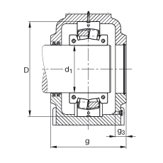 Стационарные корпуса SD536-N-FZ-AF-L + 222SM160-TVPA, разъемные, для разъемных двухрядных радиальных сферических роликоподшипников, с войлочными уплотнениями, под консистентную смазку