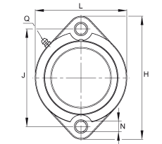Подшипниковые узлы с корпусами GLCTE30-TV-FA125.5, Фланцевые подшипниковые узлы с двумя отверстиями, пластмассовым корпусом, подшипником с эксцентриковым закрепительным кольцом, с покрытием Corrotect®, P-уплотнениями