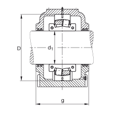 Стационарные корпуса SD564-N-FZ-BF-L + 222SM300-MA, разъемные, для разъемных двухрядных радиальных сферических роликоподшипников, с войлочными уплотнениями, под консистентную смазку