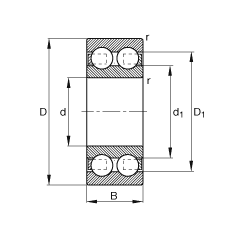 Шарикоподшипники радиальные 4308-B-TVH, Основные размеры по DIN 625-3, двухрядные
