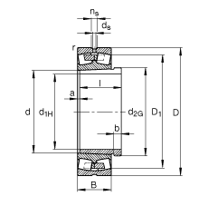 Двухрядные радиальные сферические роликоподшипники 241/630-B-K30-MB + AH241/630, Основные размеры по DIN 635-2, с коническим отверстием и стяжной втулкой