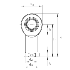 Шарнирные головки GIR60-UK-2RS, с внутренней резьбой, необслуживаемые, по DIN ISO 12240-4, с контактными уплотнениями с двух сторон, правая резьба