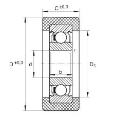 Направляющие ролики KLRZ10X30X10-2Z, с пластмассовой оболочкой, уплотнения с обеих сторон